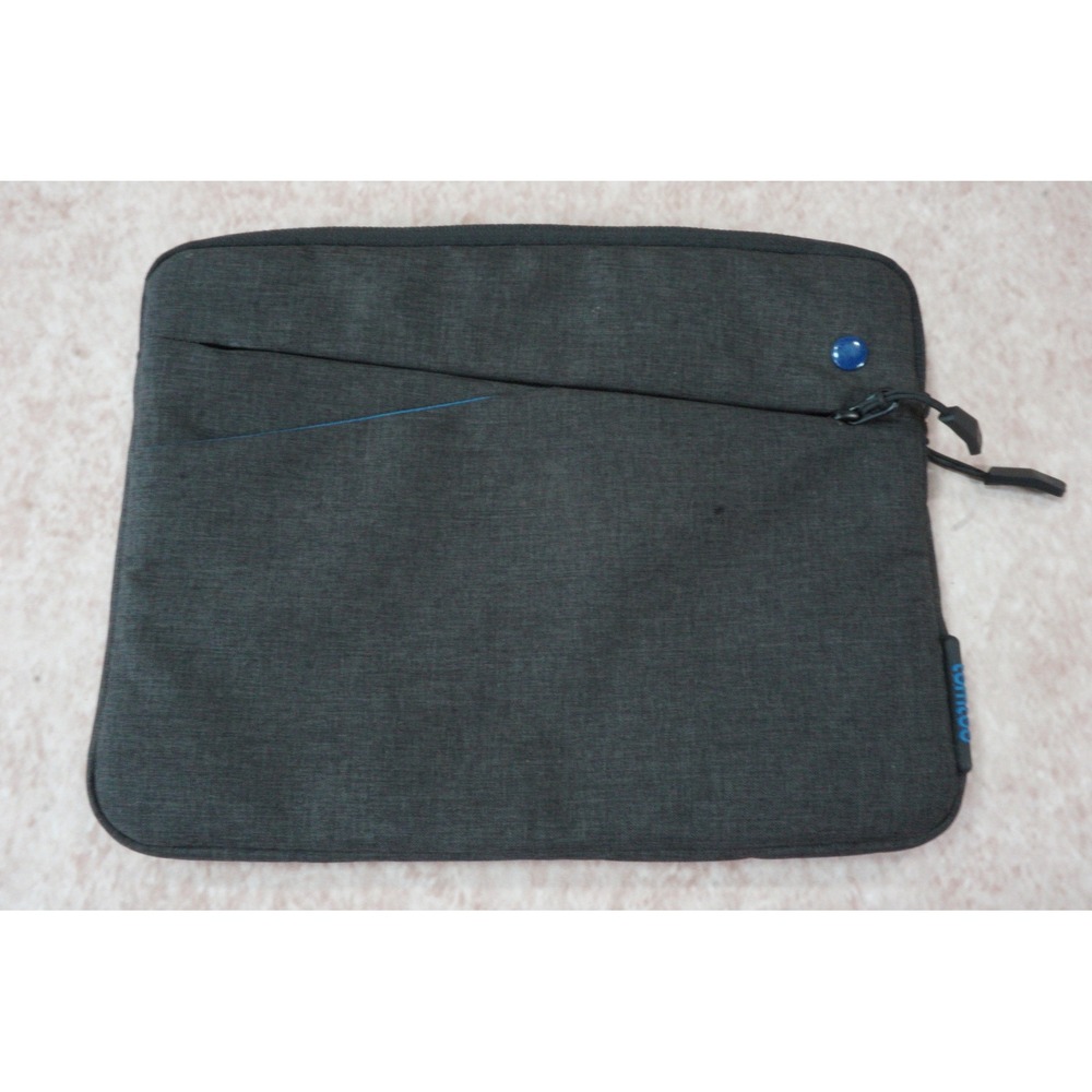 Tomtoc Laptop Sleeve Case Gray Woven 360 Protective Zip Around Pouch Teal Lining